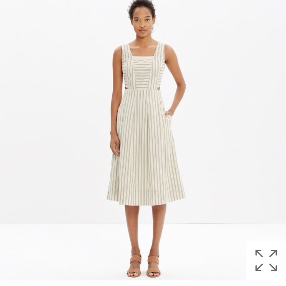Madewell Cutout Striped Midi Dress w/ Pockets Sz 0
